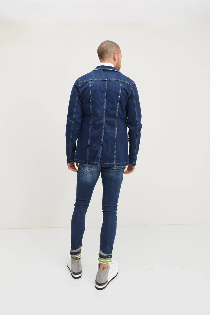Neon Riveted Skinny Denim Reflectors - Navy - Ron Tomson