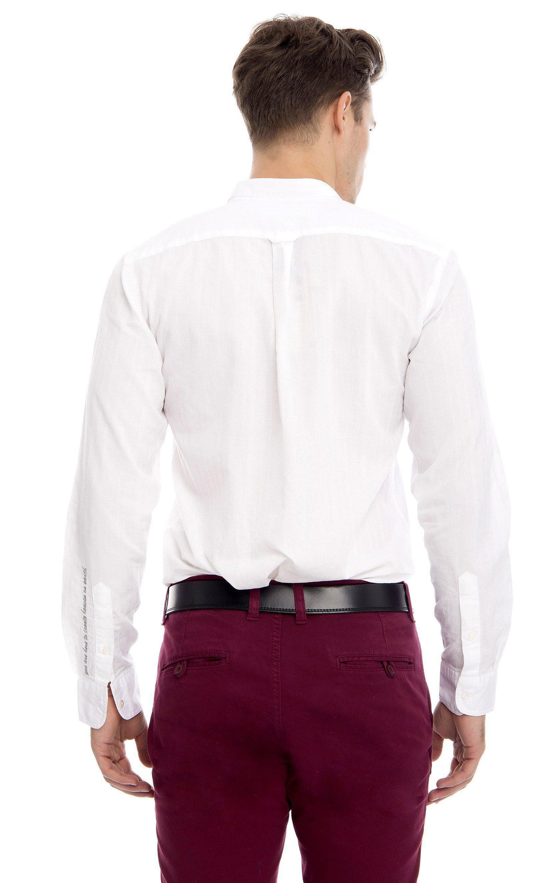 Oxford Style Narrow Collar Shirt - White - Ron Tomson