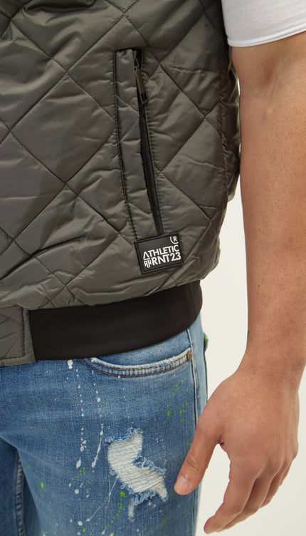 Padded Contrast Placket Vest - Anthracite - Ron Tomson