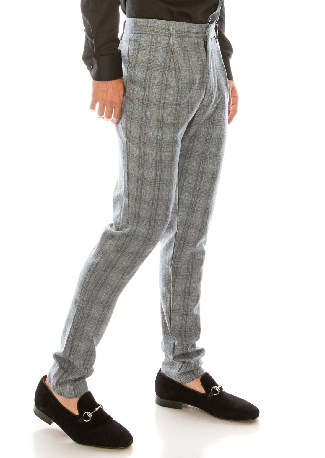 Patterned Slim Fit Casual Trouser- DARK GREY - Ron Tomson