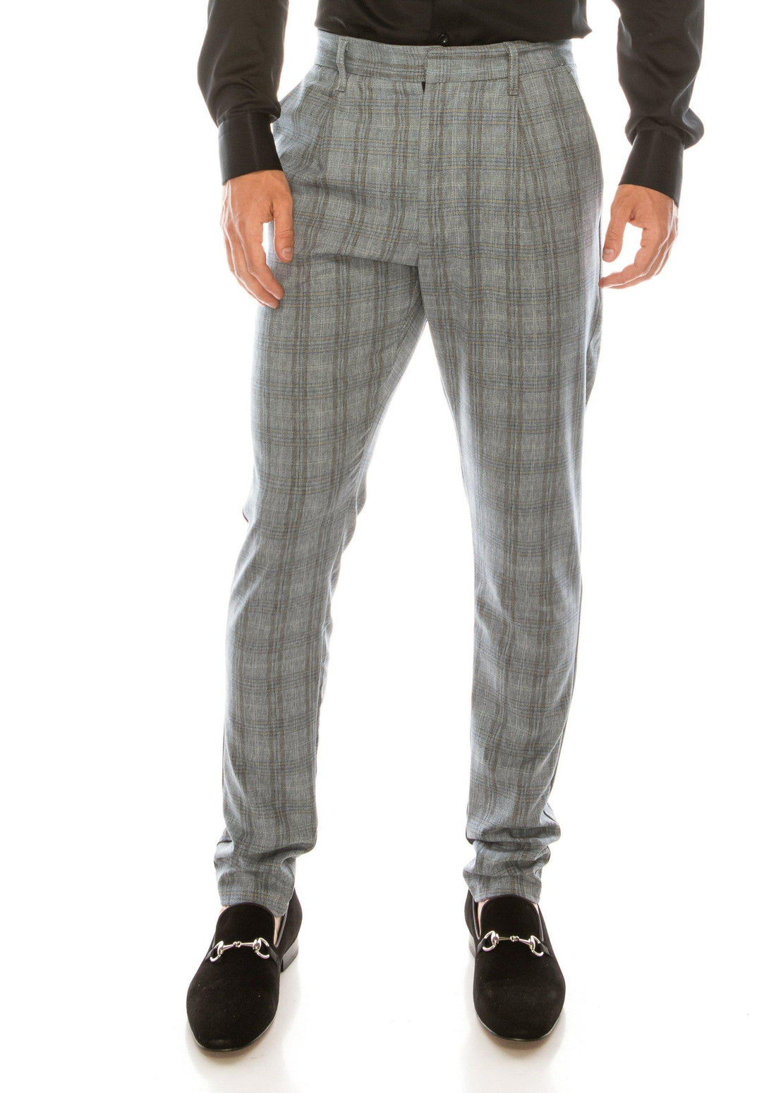 Patterned Slim Fit Casual Trouser- DARK GREY - Ron Tomson