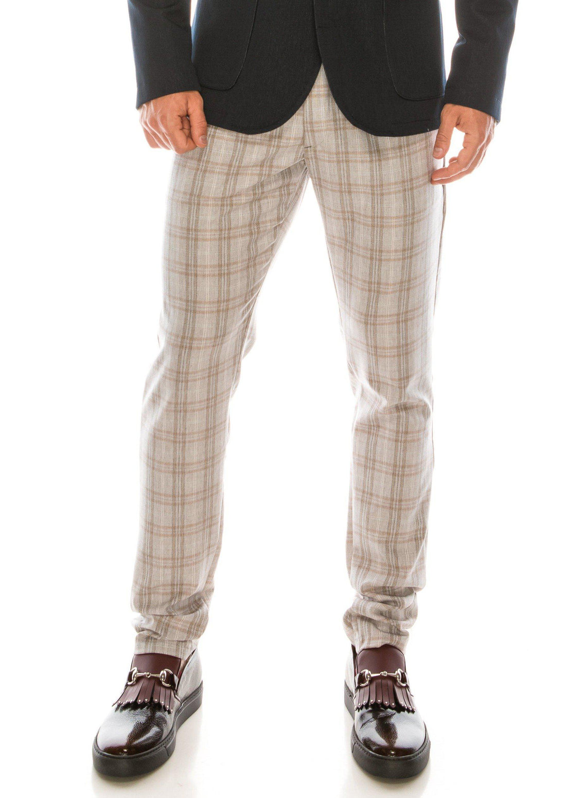 Patterned Slim Fit Casual Trouser - Pink - Ron Tomson