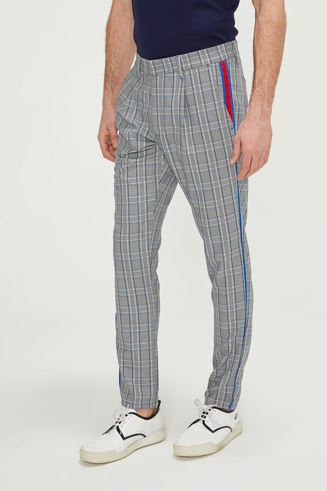 Patterned Slim Fit Causal Trouser - GREY SAX - Ron Tomson