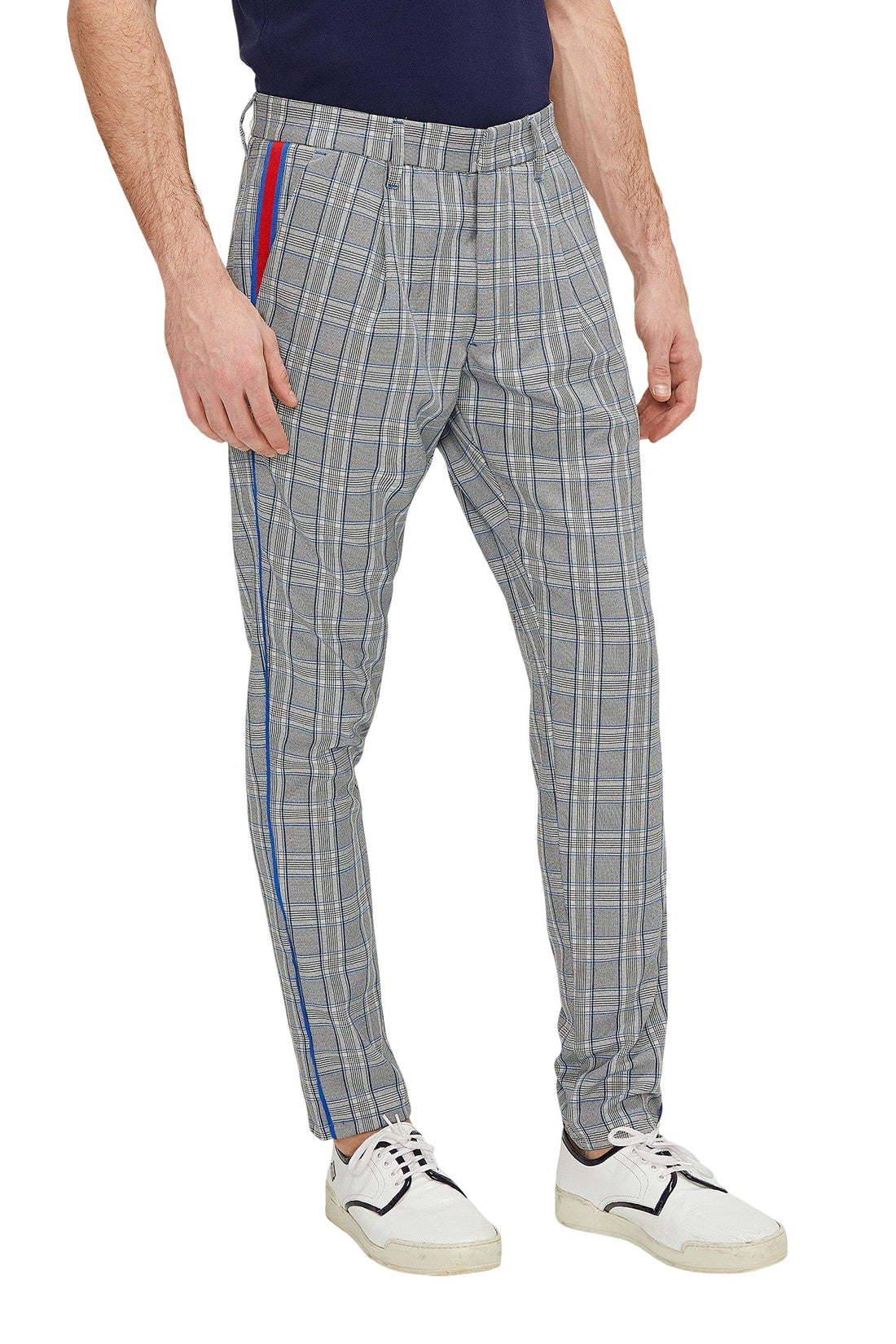 Patterned Slim Fit Causal Trouser - GREY SAX - Ron Tomson