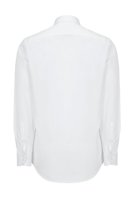 Pure Cotton Sateen Dress Shirt - White - Ron Tomson