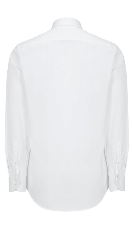 Pure Cotton Sateen Dress Shirt - White - Ron Tomson