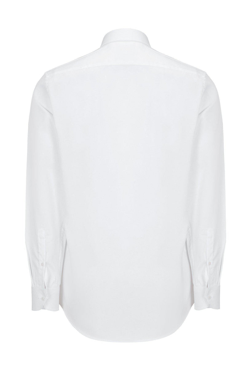 Pure Cotton Sateen Dress Shirt - White - Ron Tomson