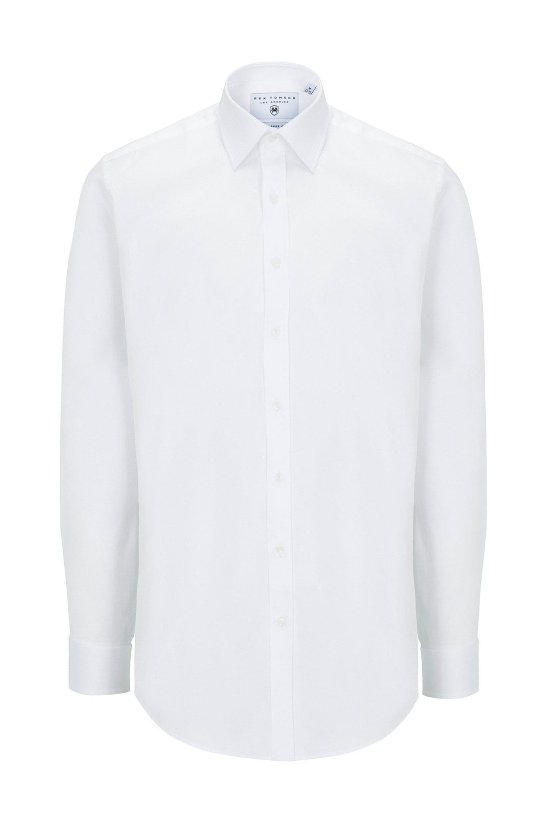 Pure Cotton Sateen Dress Shirt - White - Ron Tomson