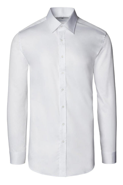 Pure Cotton Sateen Dress Shirt - White - Ron Tomson