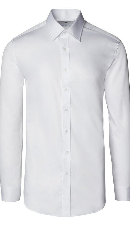 Pure Cotton Sateen Dress Shirt - White - Ron Tomson