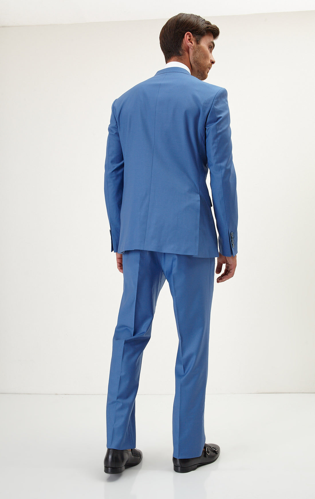 N° R206 Double Breasted Merino Wool Suit - Provence - Ron Tomson
