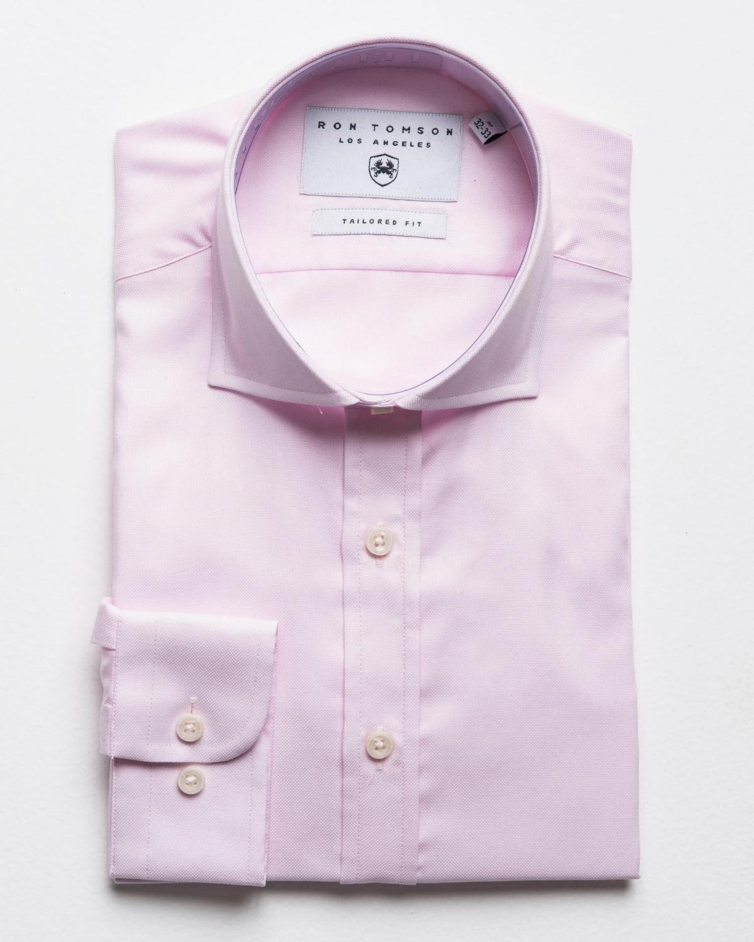 Pure Cotton Spread Collar Fitted Dress Shirt - Dark Pink - Ron Tomson