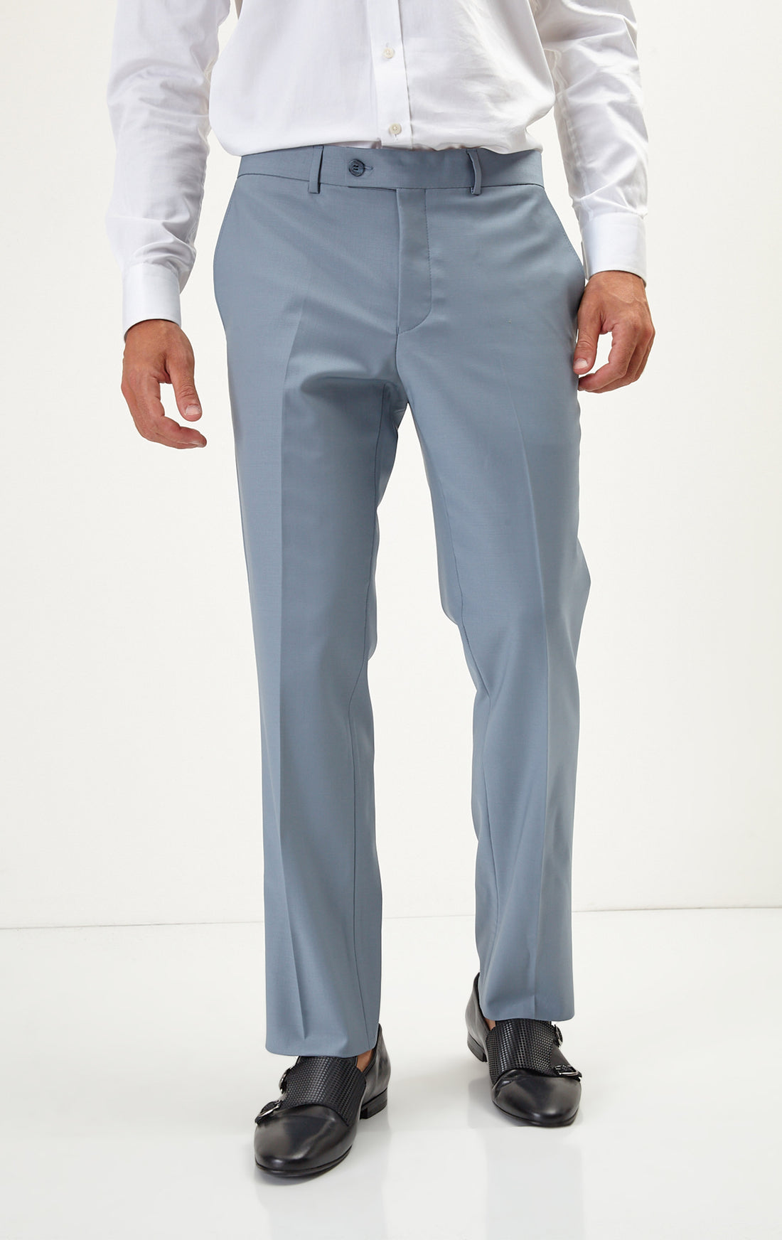 N° R206 Double Breasted Merino Wool Suit - Cool Grey - Ron Tomson