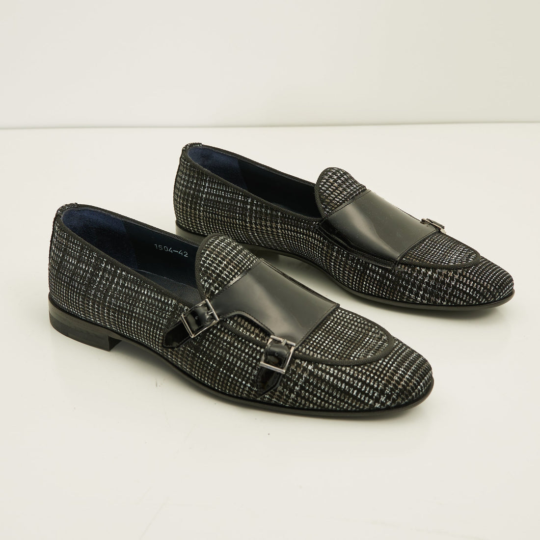N° AG1504 LEATHER DOUBLE MONK STRAP SHOES - BLACK