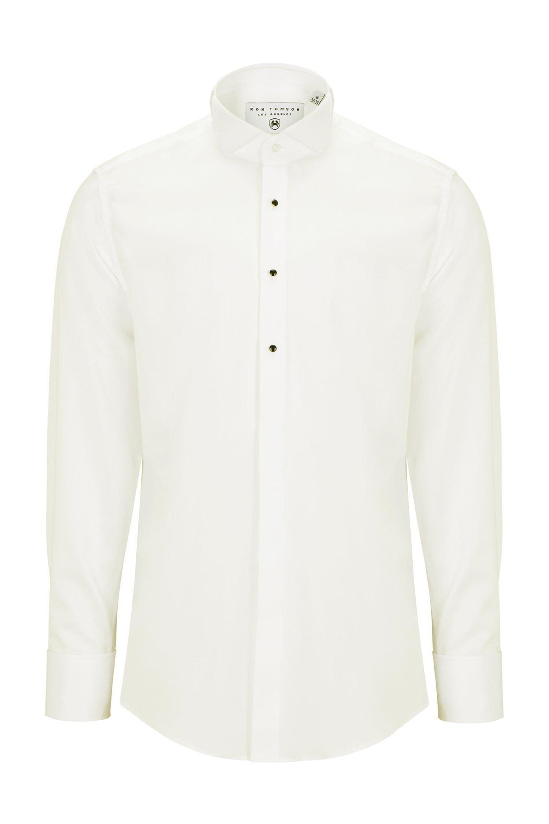 WING CLASSICAL TOP 3 FRONT STUD TUXEDO SHIRT - Light Beige - Ron Tomson