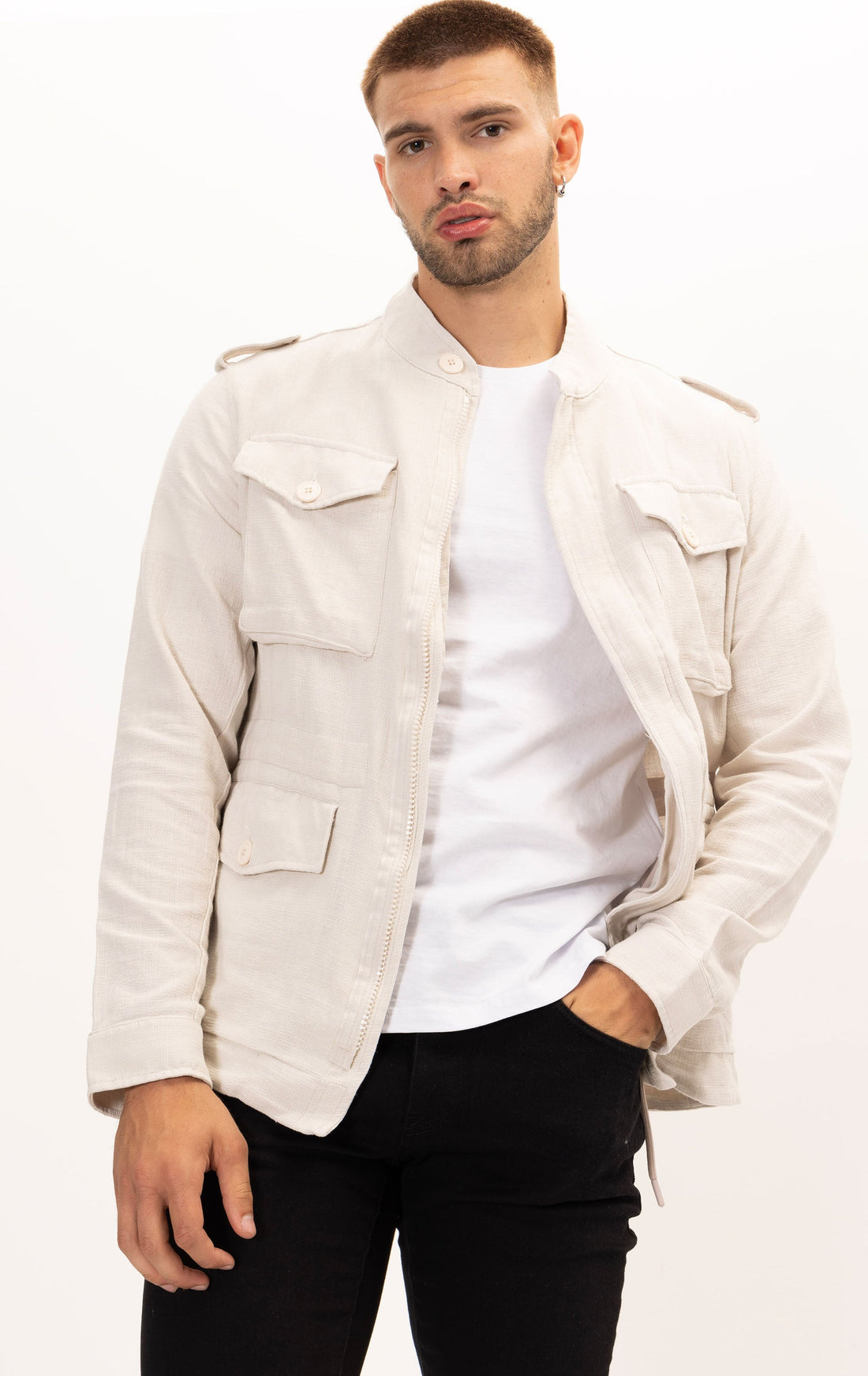 Linen Shirt Jacket - Beige