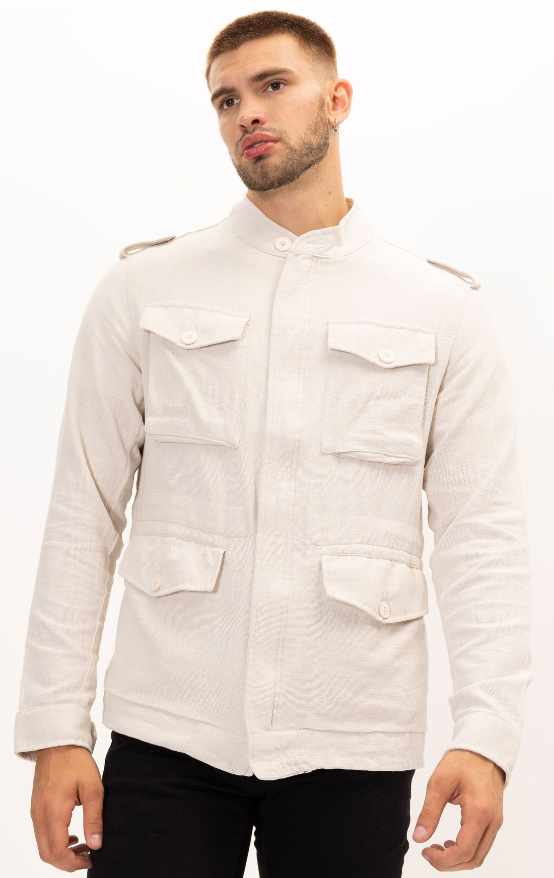 Linen Shirt Jacket - Beige