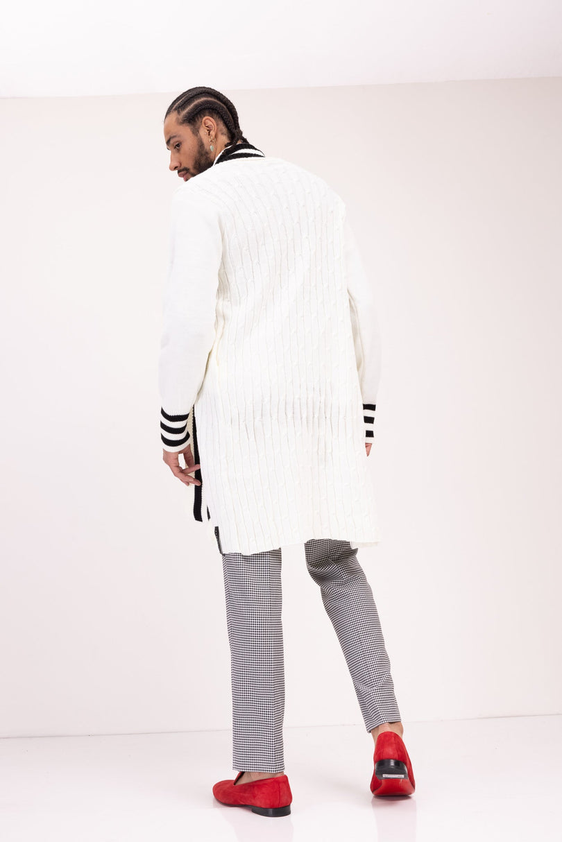 Longline Side Pocket Cardigan - ECRU - Ron Tomson