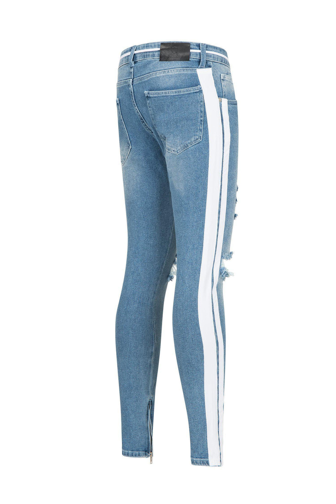 SKINNY FIT DISTRESSED LIGHT BLUE TRACK JEANS - Ron Tomson