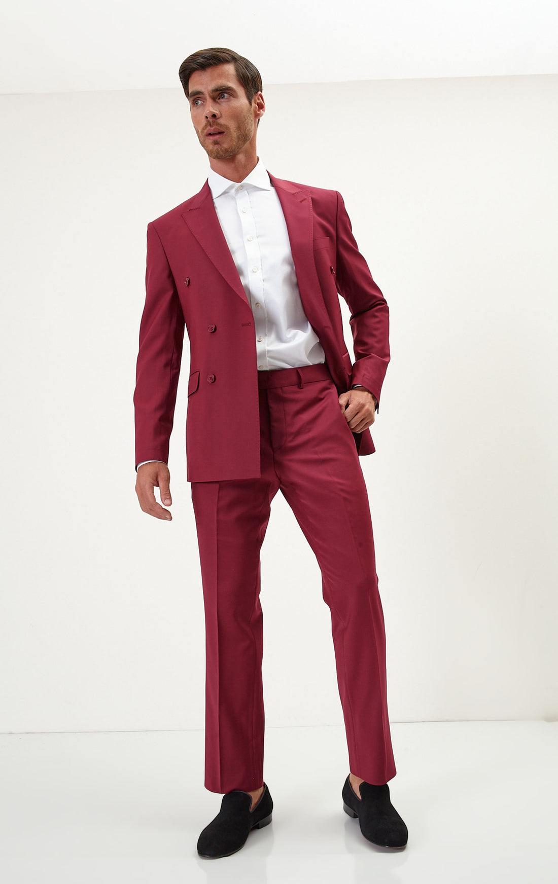 N° R206 Double Breasted Suit - Currant - Ron Tomson