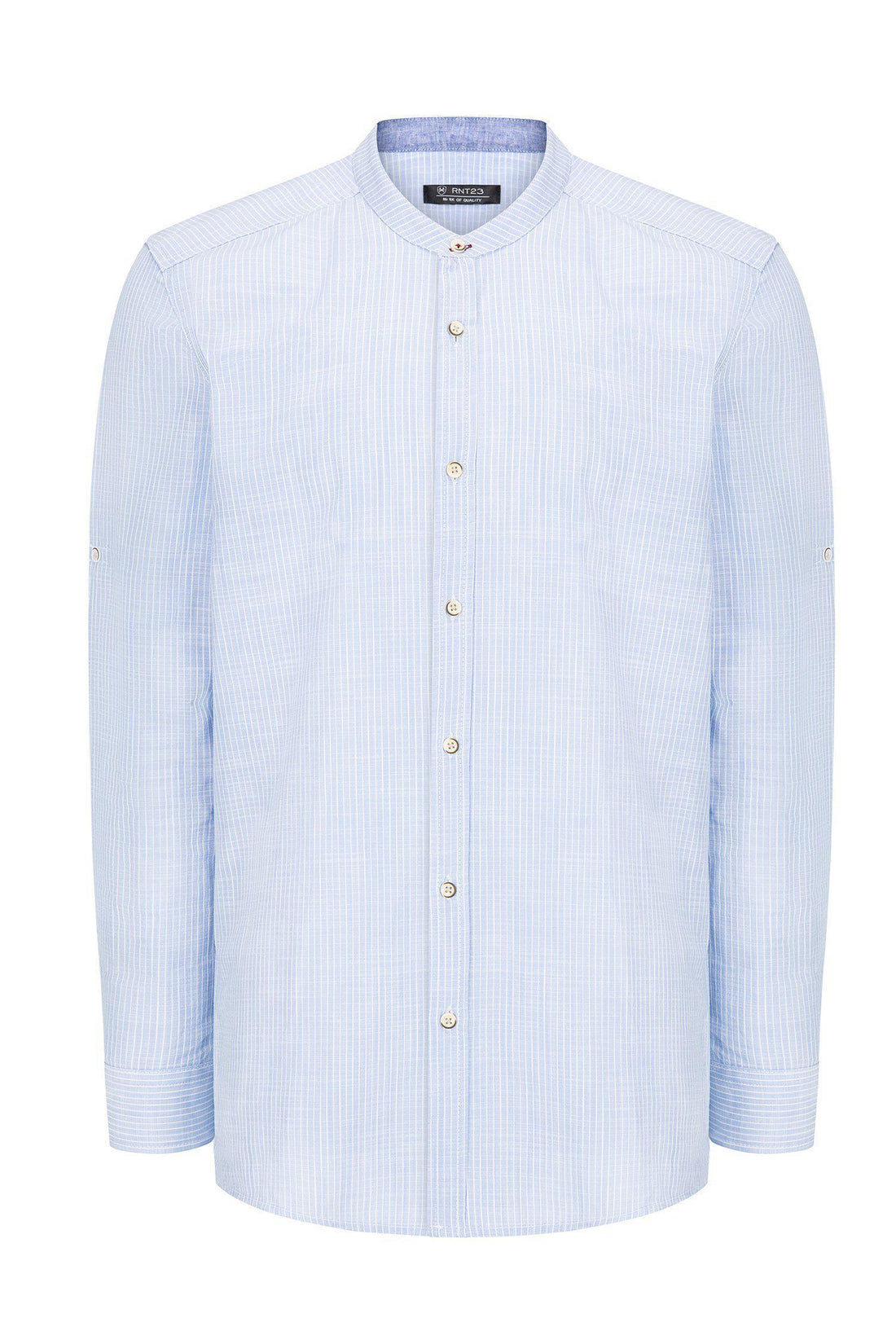 Striped Cotton Shirt - BLUE - Ron Tomson