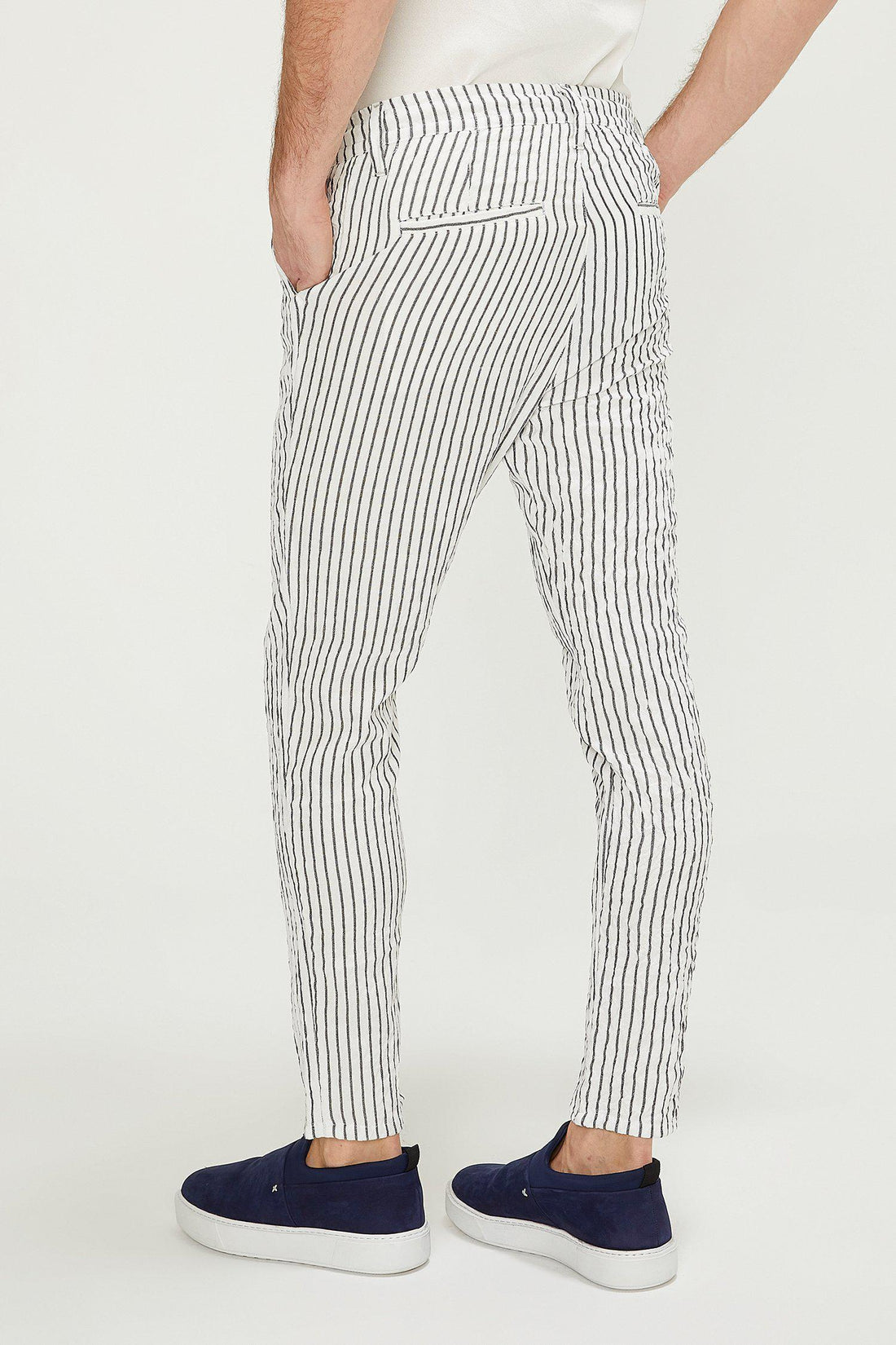 Striped Pants - White Black - Ron Tomson