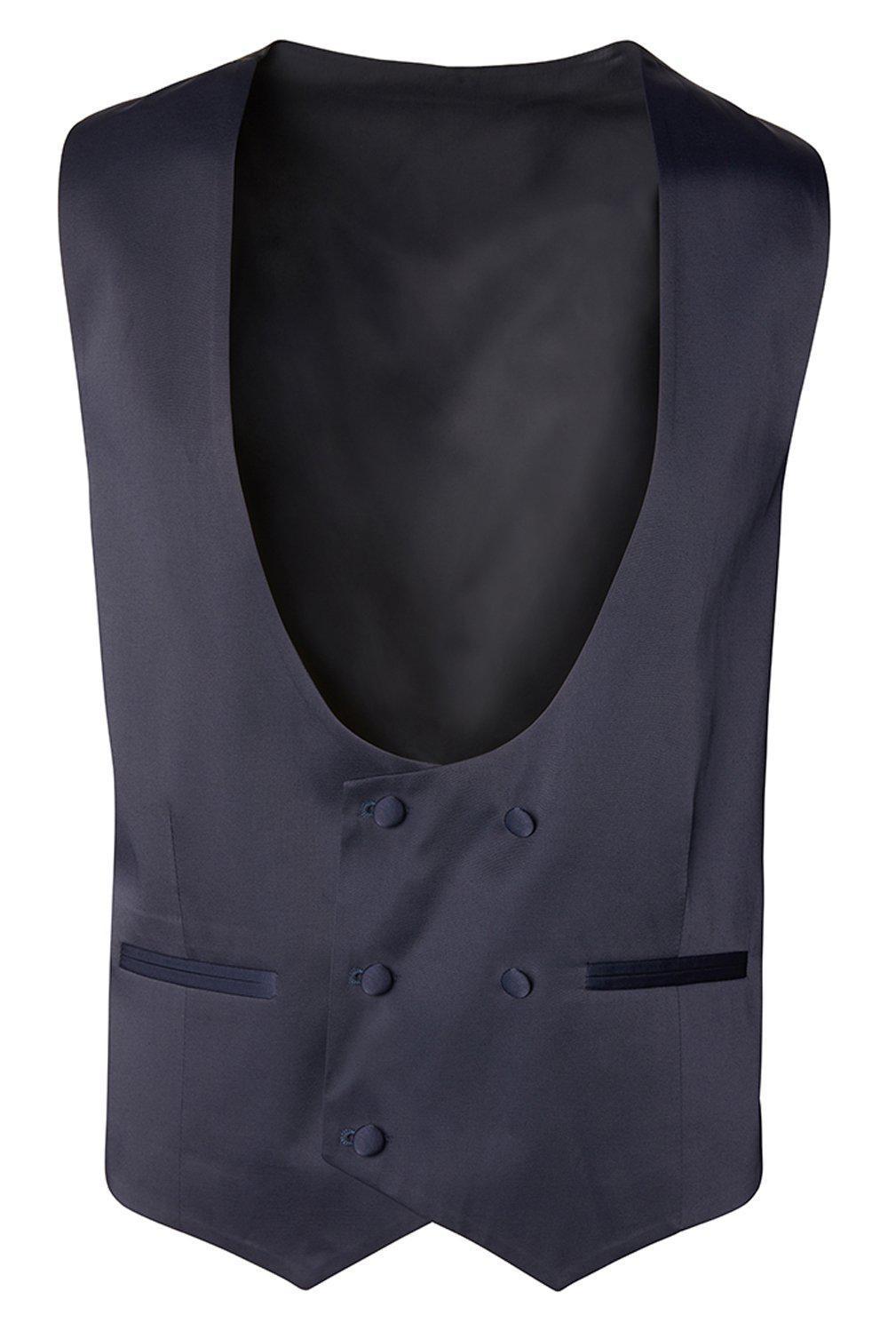 U SHAPED DOUBLE BREASTED VEST - NAVY - Ron Tomson