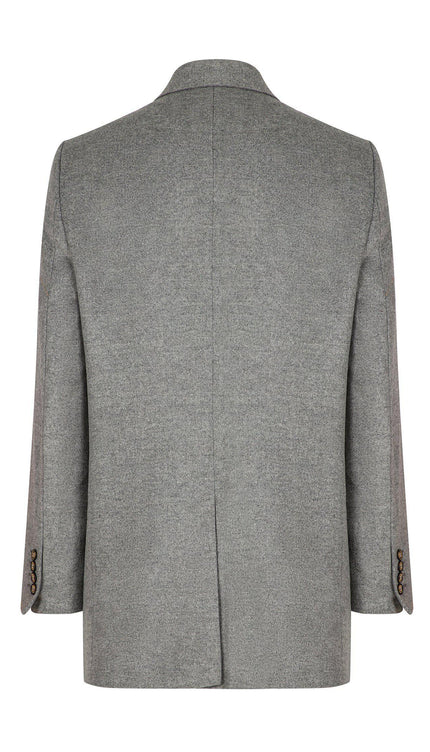 Wool Melange Mid - Length Overcoat - Grey - Ron Tomson