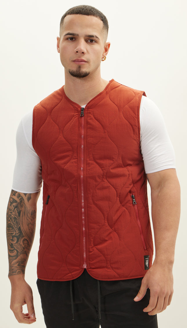 Zipper Up Spring Vest - Tile - Ron Tomson